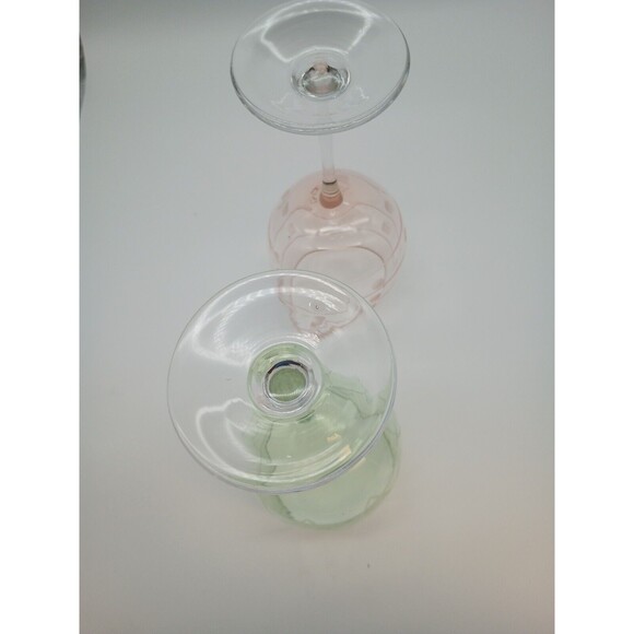 Mikasa Cheers Etched Wine Glasses Set Of 2 Pink Green 8.5" Balloon Red - Picture 5 of 6